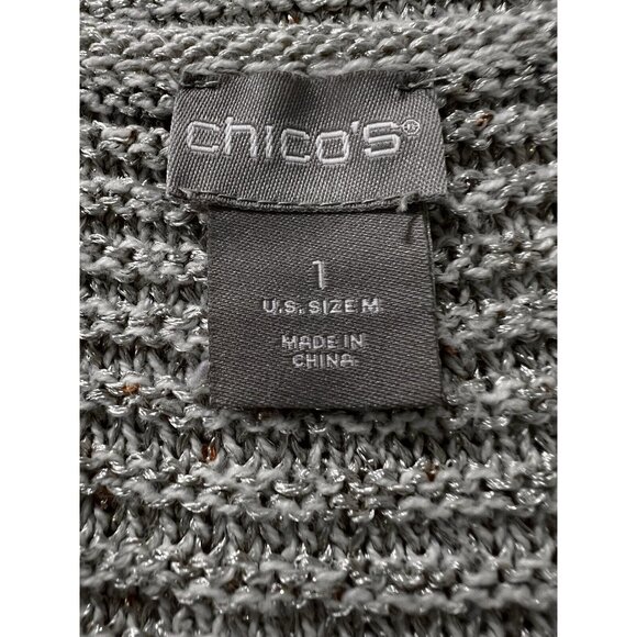 Chicos Sweater Women 1 Tan/Cream Pullover Rib Knit Business Career Casual Office - Picture 8 of 11